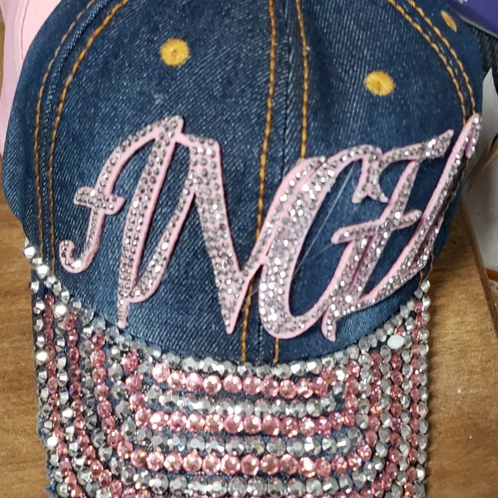 Pink Bling Angel Denim Cap